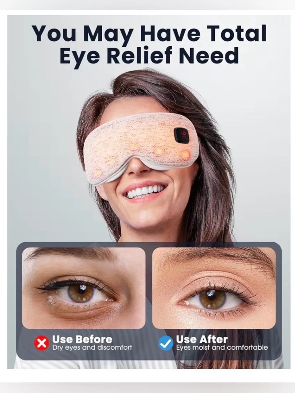 Heated Eye Mask - Cordless Eye Mask for Dry Eyes